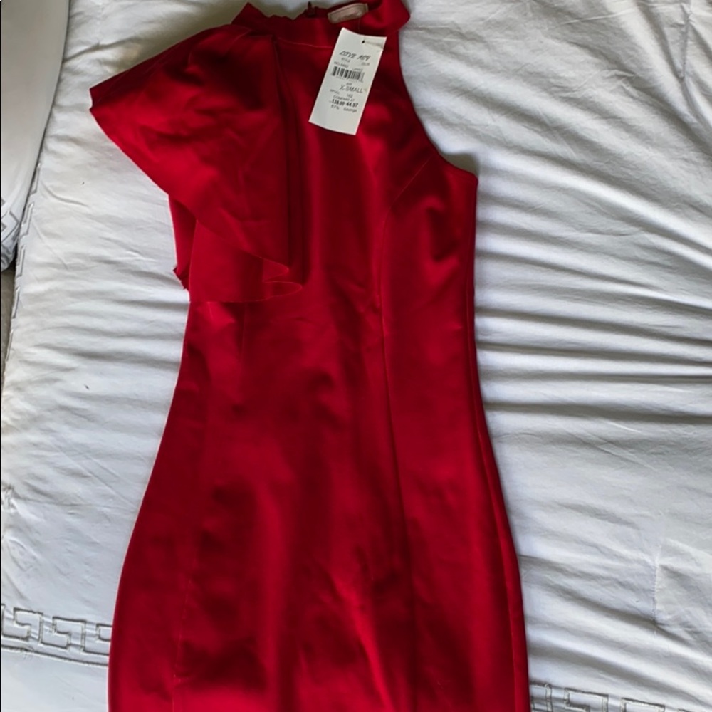 Asymmetrical Red Bodycon Dress